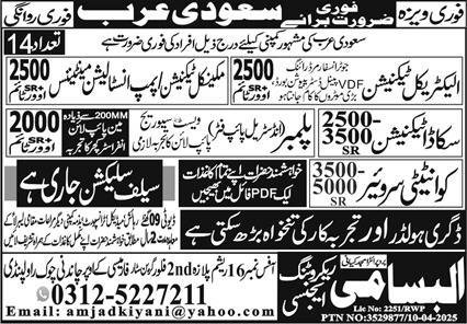 Quantity Surveyor & Skid Technician Jobs 2025 – Al Basami Recruitment Agency Jobs 2025 — original advertisement