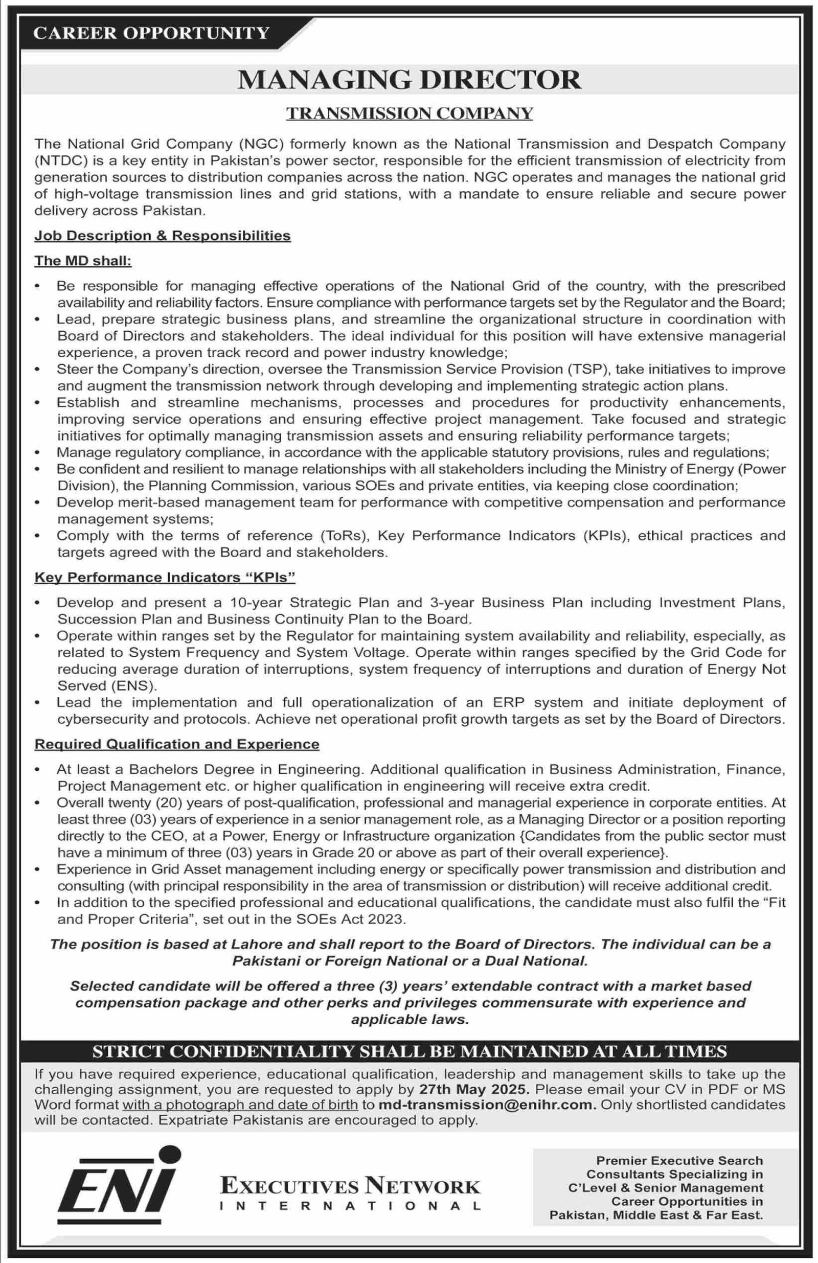 Executive Network International Eni Jobs 2025 – Public Sector Organization Jobs 2025 — original advertisement