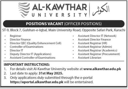 AL Kawthar University Karachi Jobs 2025 Jobs 2025 — original advertisement
