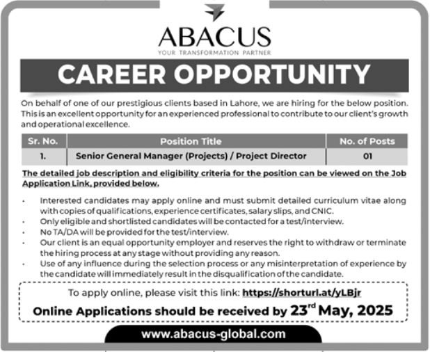 Abacus Consulting Pvt Limited Islamabad Jobs 2025 – Private Company Jobs 2025 — original advertisement