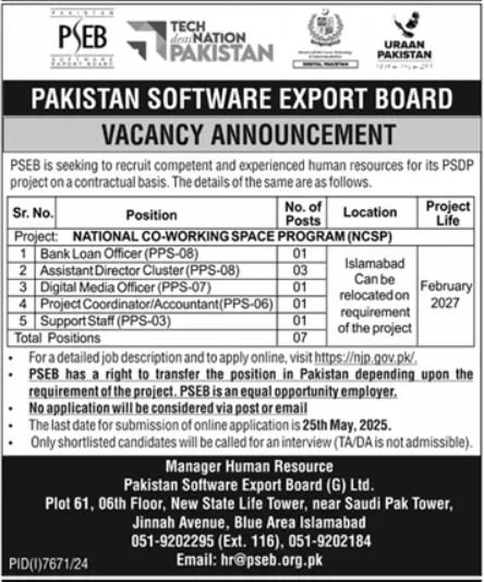 Pakistan Software Export Board PSEB Islamabad Jobs 2025 Jobs 2025 — original advertisement