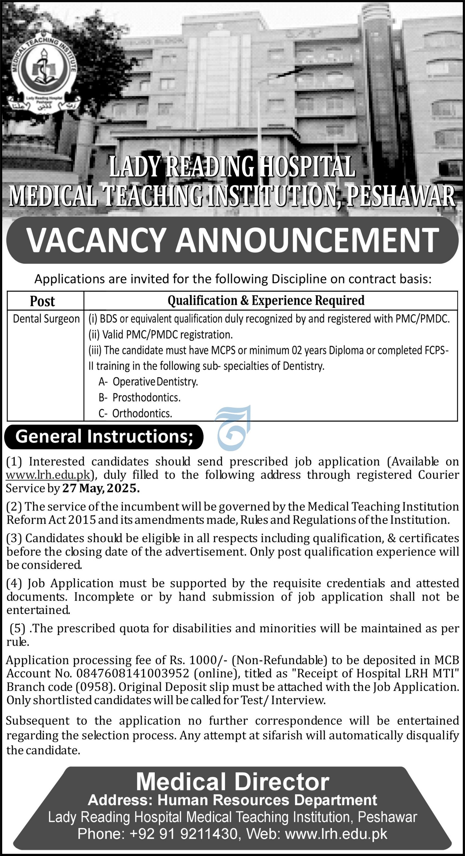 Lady Reading Hospital Peshawar Jobs 2025 Jobs 2025 — original advertisement