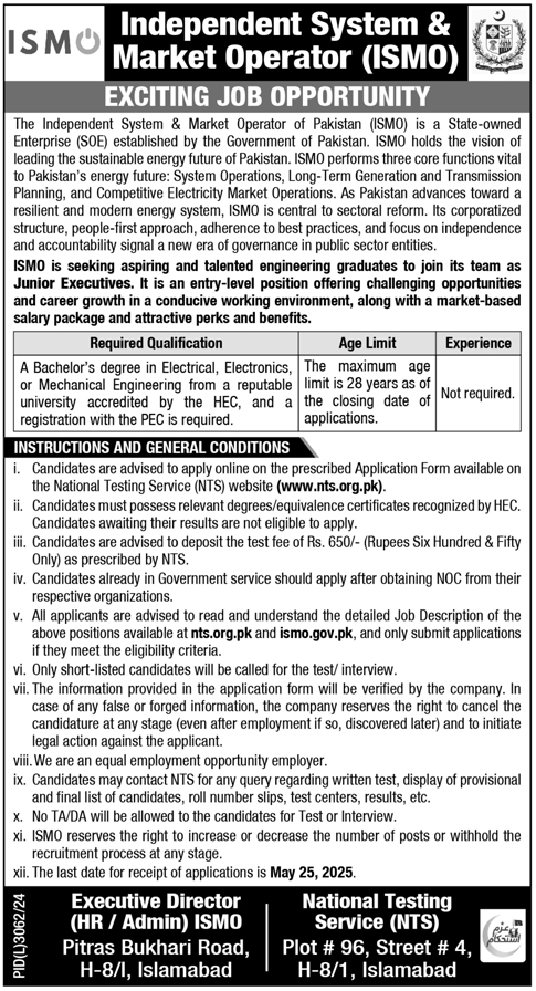 Independent System & Market Operator Of Pakistan Job – Private Company Jobs 2025 — original advertisement