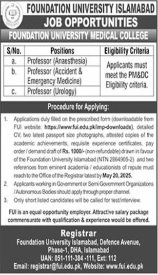 Foundation University Islamabad Islamabad Jobs 2025 Jobs 2025 — original advertisement