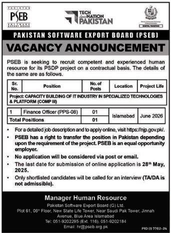 Pakistan Software Export Board PSEB Islamabad Jobs 2025 Jobs 2025 — original advertisement