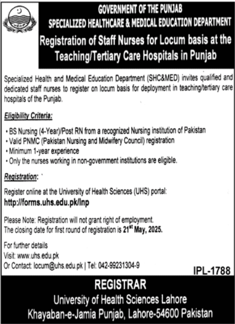 University Of Health Sciences Lahore Jobs 2025 Jobs 2025 — original advertisement