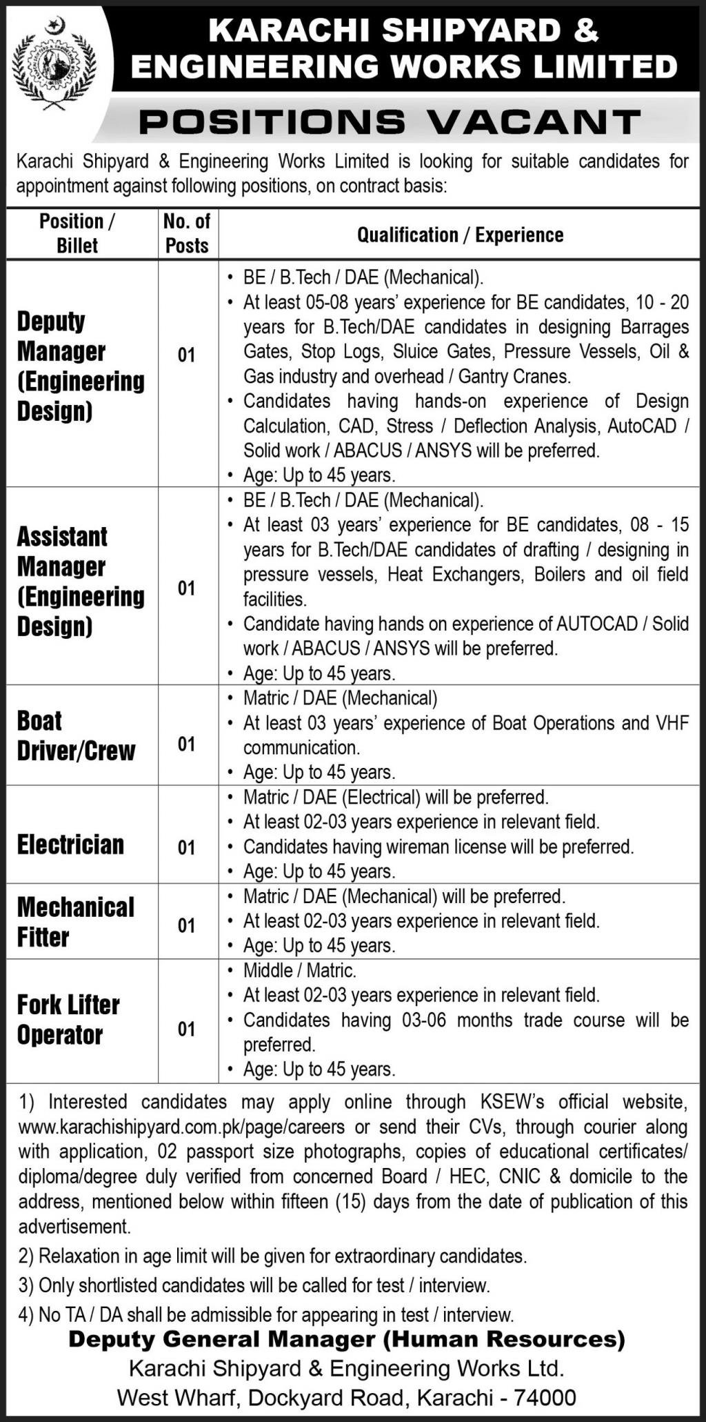 Karachi Shipyard And Engineering Works Limited Jobs 2025 – Karachi Shipyard & Engineering Works Limited Jobs 2025 — original advertisement