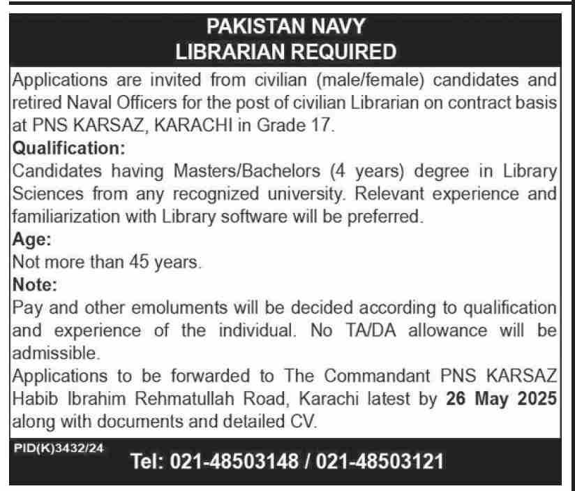 Pakistan Navy Karachi Sindh Jobs 2025 Jobs 2025 — original advertisement