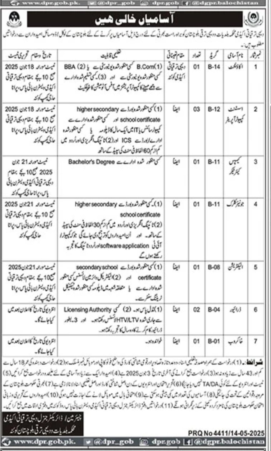 Local Government Department Balochistan Jobs 2025 – Local Government and Rural Development Department Balochistan Jobs 2025 — original advertisement