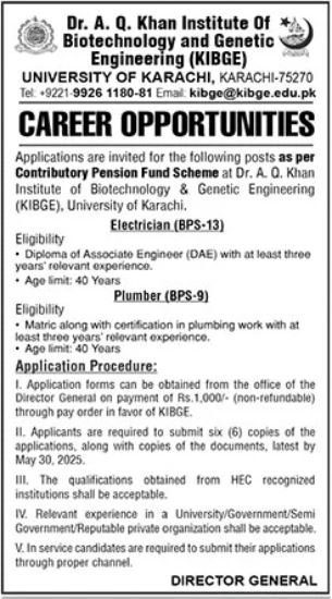 University Of Karachi UoK Jobs 2025 Jobs 2025 — original advertisement
