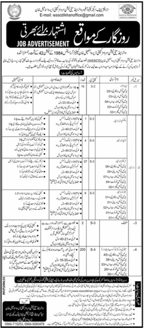 Water And Sanitation Services Company WSSC Jobs 2025 – Water and Sanitation Agency (LDA) Lahore Jobs 2025 — original advertisement