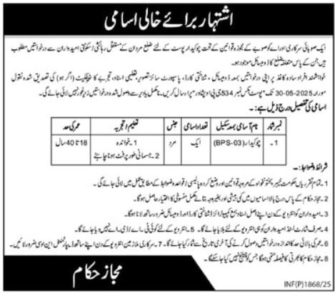 Provincial Government Organization Jobs 2025 – Public Sector Organization Jobs 2025 — original advertisement