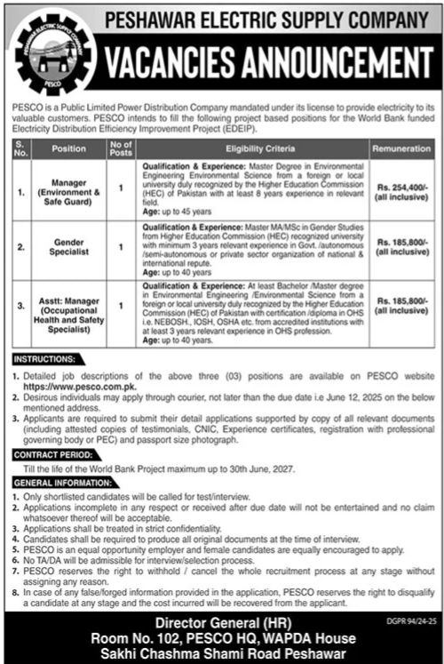 Peshawar Electric Supply Company PESCO Jobs 2025 – Peshawar Electric Supply Company - PESCO Jobs 2025 — original advertisement