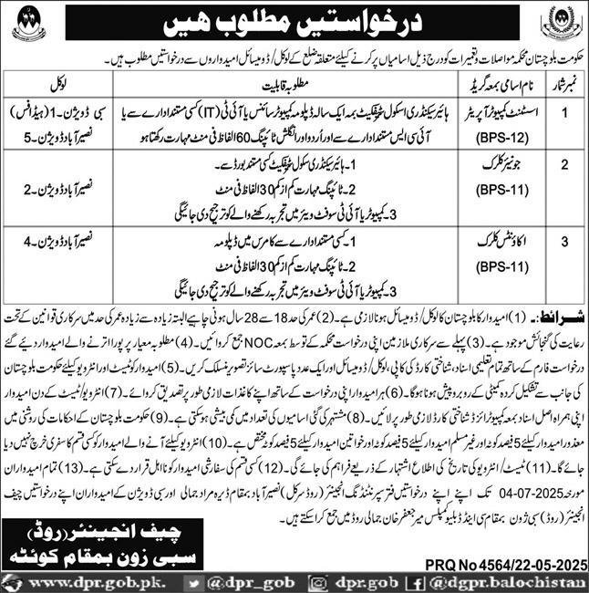 Communication & Works Department Balochistan Jobs 2025 Jobs 2025 — original advertisement