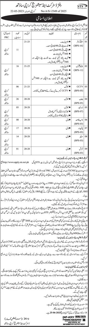 District And Session Judge Karachi Jobs 2025 – District & Session Judge Jobs 2025 — original advertisement