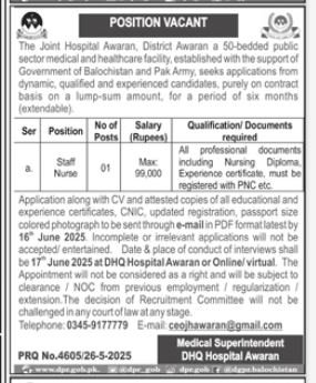 Joint Hospital Awaran Jobs 2025 Jobs 2025 — original advertisement