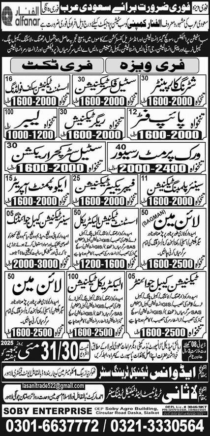 Assistant Technician Scaffolding & Rigger Technician Jobs – Lasani Trade Test & Technical Training Center Jobs 2025 — original advertisement