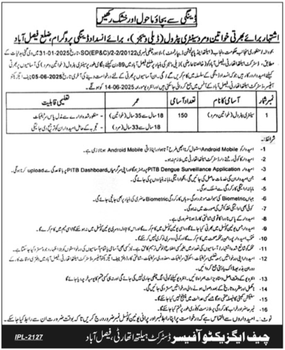 District Health Authority Faisalabad Job 2025 – District Health Authority Gujranwala Jobs 2025 — original advertisement