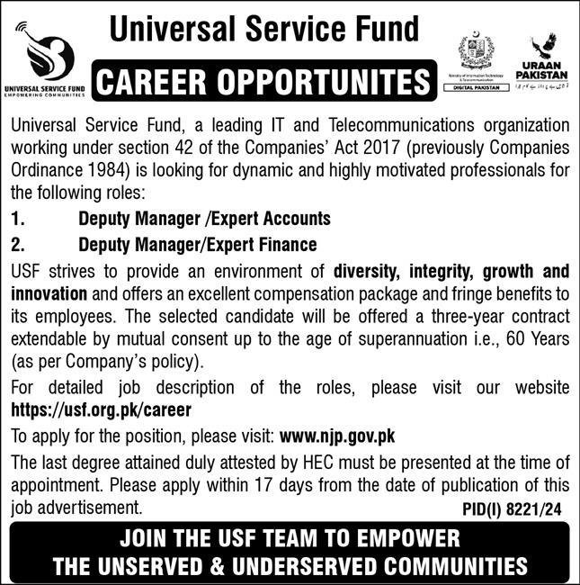 Universal Service Fund USF Islamabad Jobs 2025 Jobs 2025 — original advertisement