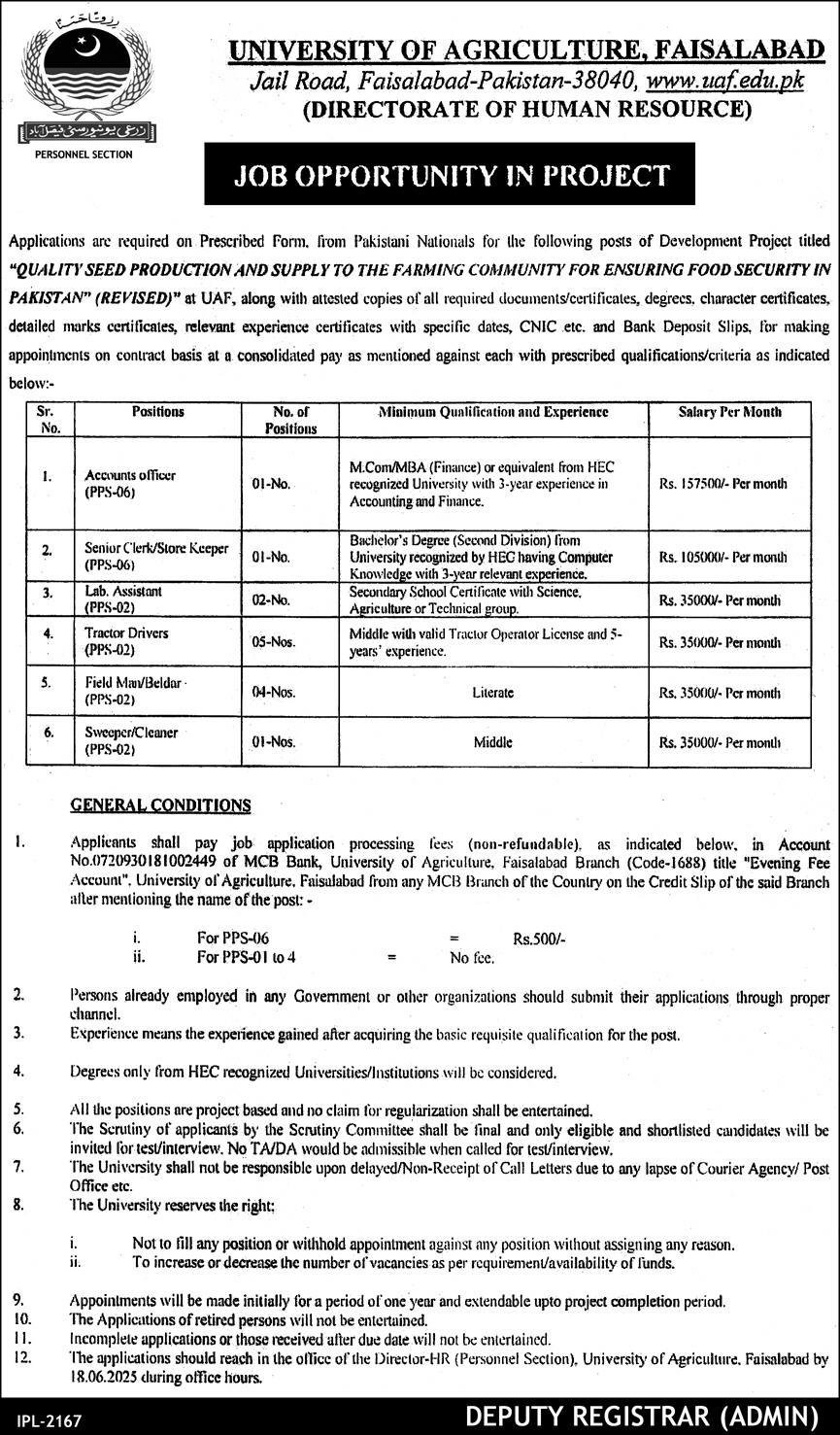 University Of Agriculture Faisalabad UAF Jobs 2025 Jobs 2025 — original advertisement