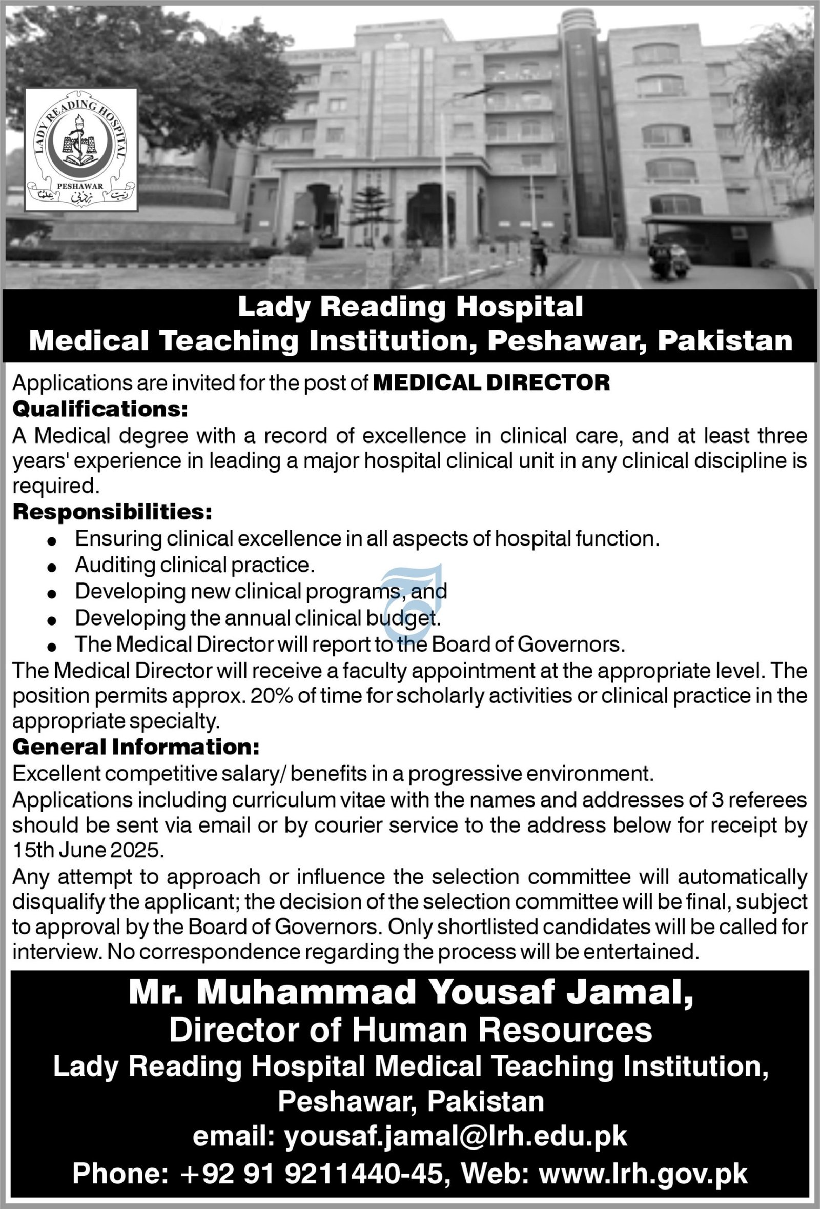 Lady Reading Hospital Peshawar Job 2025 Jobs 2025 — original advertisement