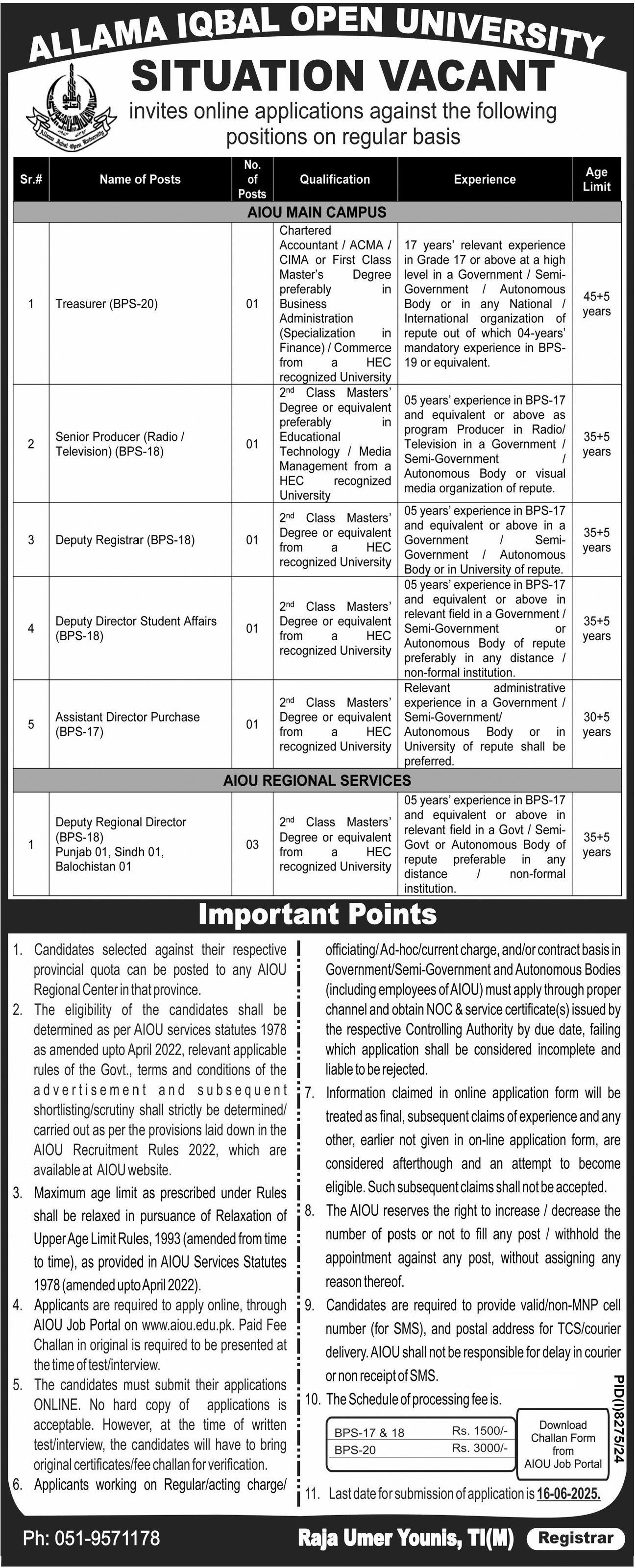 Allama Iqbal Open University AIOU Islamabad Jobs 2025 – Allama Iqbal Open University Islamabad Jobs 2025 — original advertisement