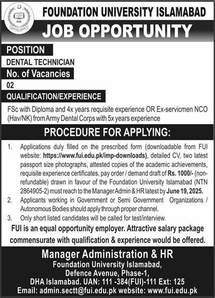 Foundation University Islamabad Jobs 2025 Jobs 2025 — original advertisement