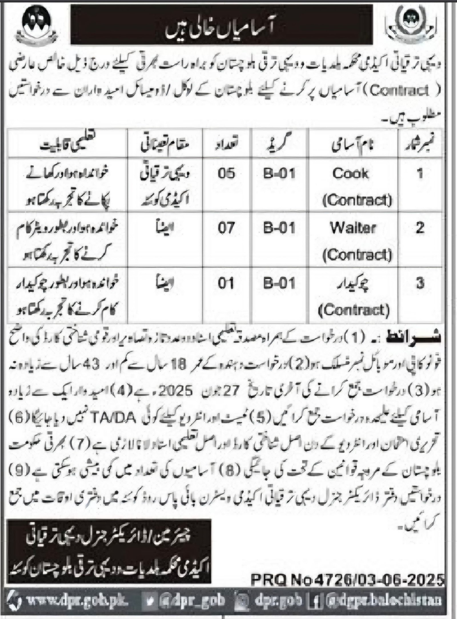 Local Government Department Balochistan Jobs 2025 – Local Government and Rural Development Department Balochistan Jobs 2025 — original advertisement