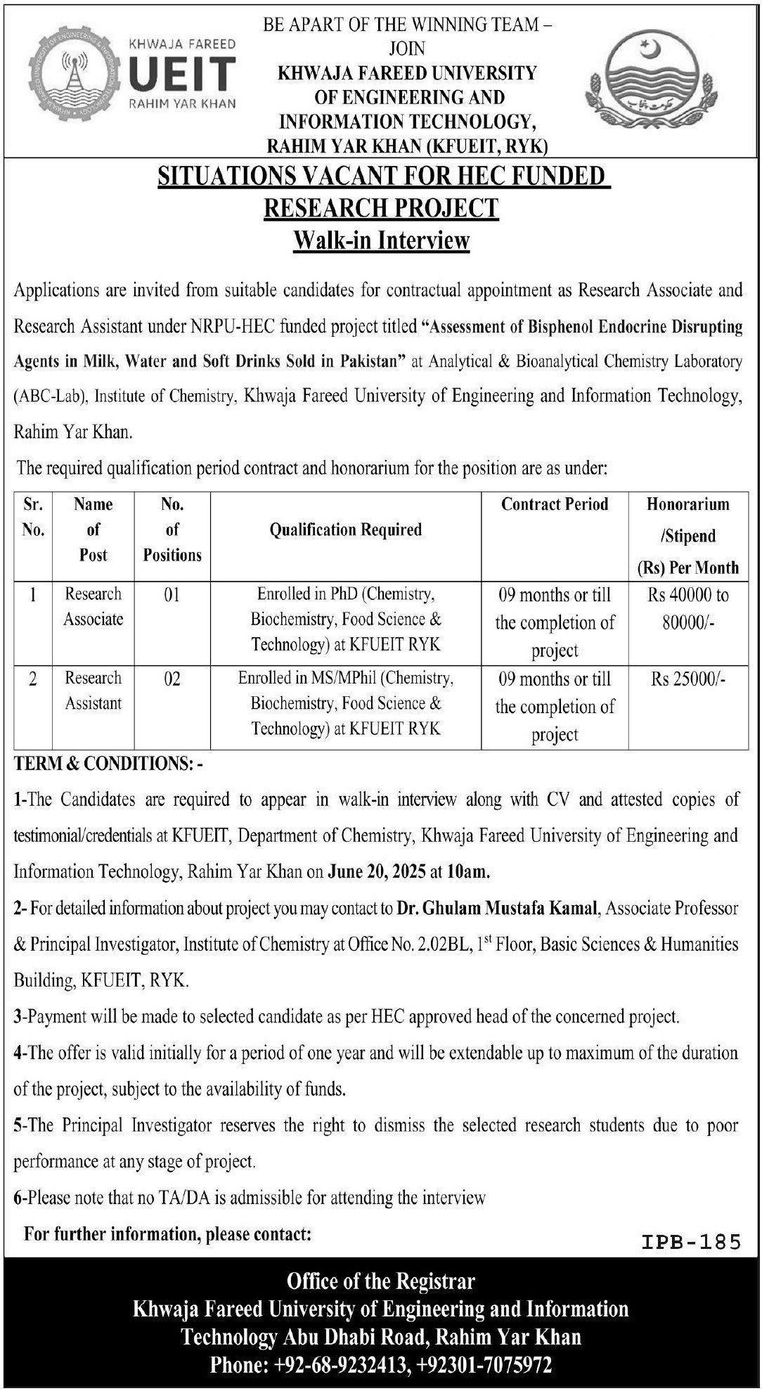 Khwaja Fareed University Of Engineering KFUEIT Jobs 2025 – Khawaja Fareed University of Engineering and Information Technology Jobs 2025 — original advertisement