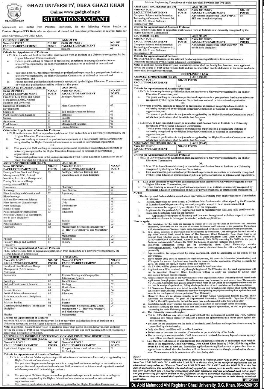 Ghazi University Dera Ghazi Khan Jobs 2025 Jobs 2025 — original advertisement