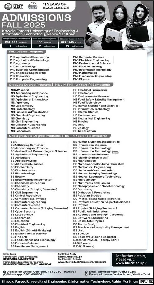 Admission Open in University of Engineering And Technology – UEIT University of Engineering & Information Technology Admissions 2025 — original advertisement