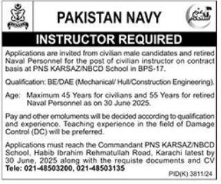 Pakistan Navy Karachi Job 2025 Jobs 2025 — original advertisement