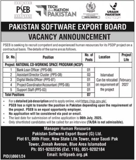 Pakistan Software Export Board PSEB Jobs 2025 Jobs 2025 — original advertisement