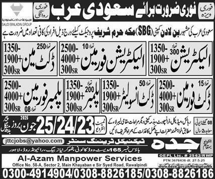 Electrician And Plumber Jobs In Saudi Arabia – Jeddah Technical Training Center Jobs 2025 — original advertisement