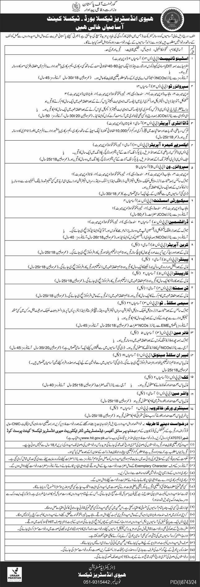 Heavy Industries Taxila Board HIT Jobs 2025 Jobs 2025 — original advertisement