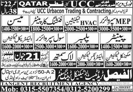MEP Supervisor & Mechanical Technician Jobs 2025 – Al Faisal Trade Test & Technical Training Center Jobs 2025 — original advertisement