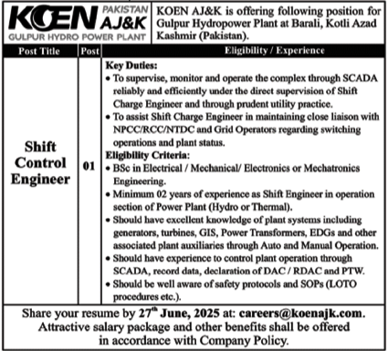 KOEN AJ&K Kotli Job 2025 – KOEN Azad Jammu And Kashmir Jobs 2025 — original advertisement