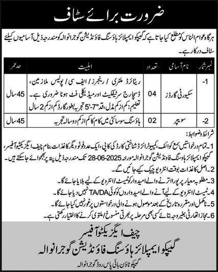 GEPCO Employees Housing Foundation Gujranwala Jobs 2025 – Public Sector Organization Jobs 2025 — original advertisement