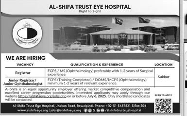 Al Shifa Trust Eye Hospital Jobs 2025 – Al-Shifa Trust Eye Hospital Rawalpindi Pakistan Jobs 2025 — original advertisement