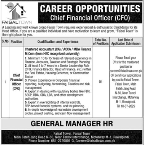 Faisal Town Private Limited Rawalpindi Jobs 2025 Jobs 2025 — original advertisement
