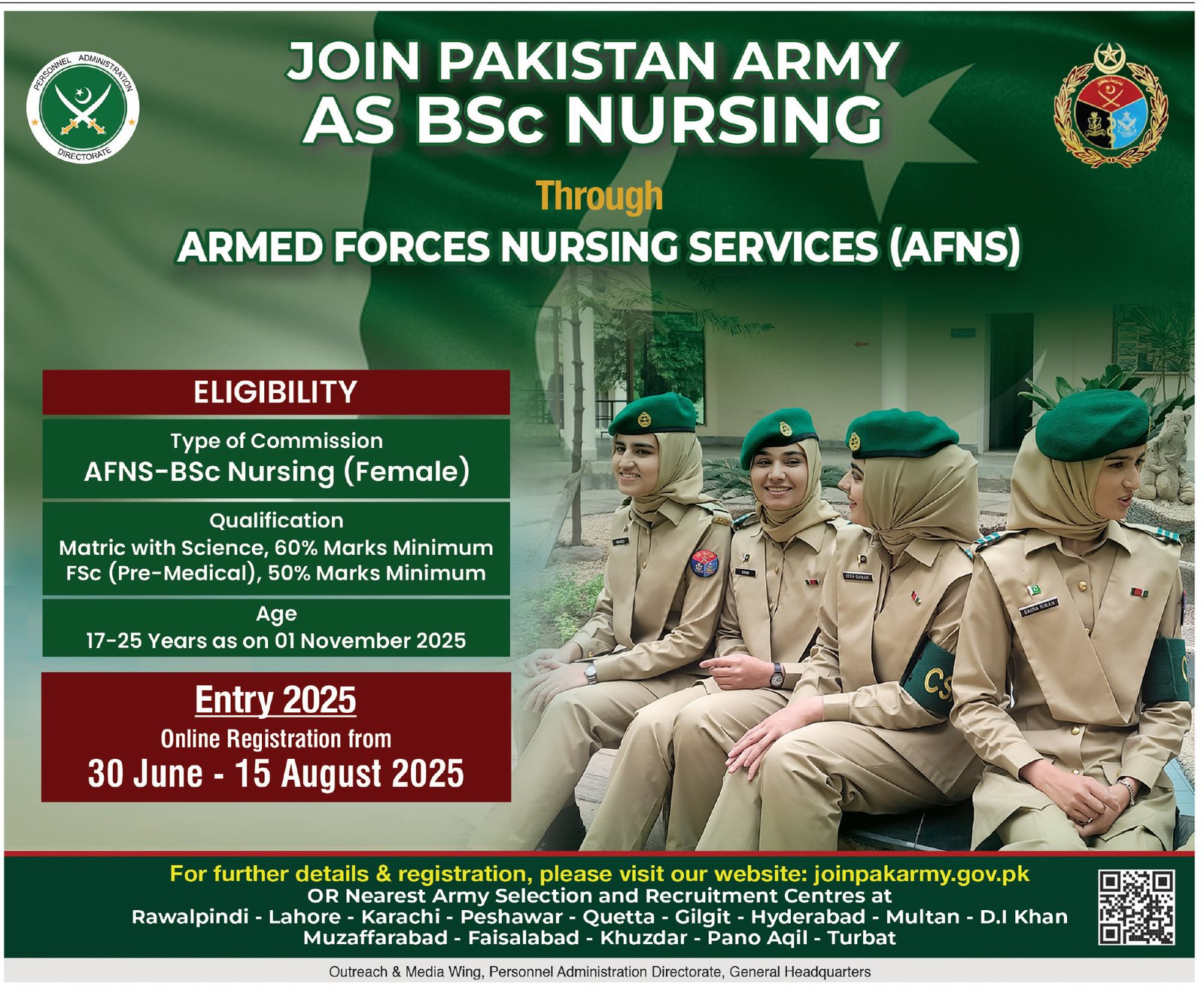 Join Pakistan Army As BSc Nursing Through AFNS 2025 Jobs 2025 — original advertisement
