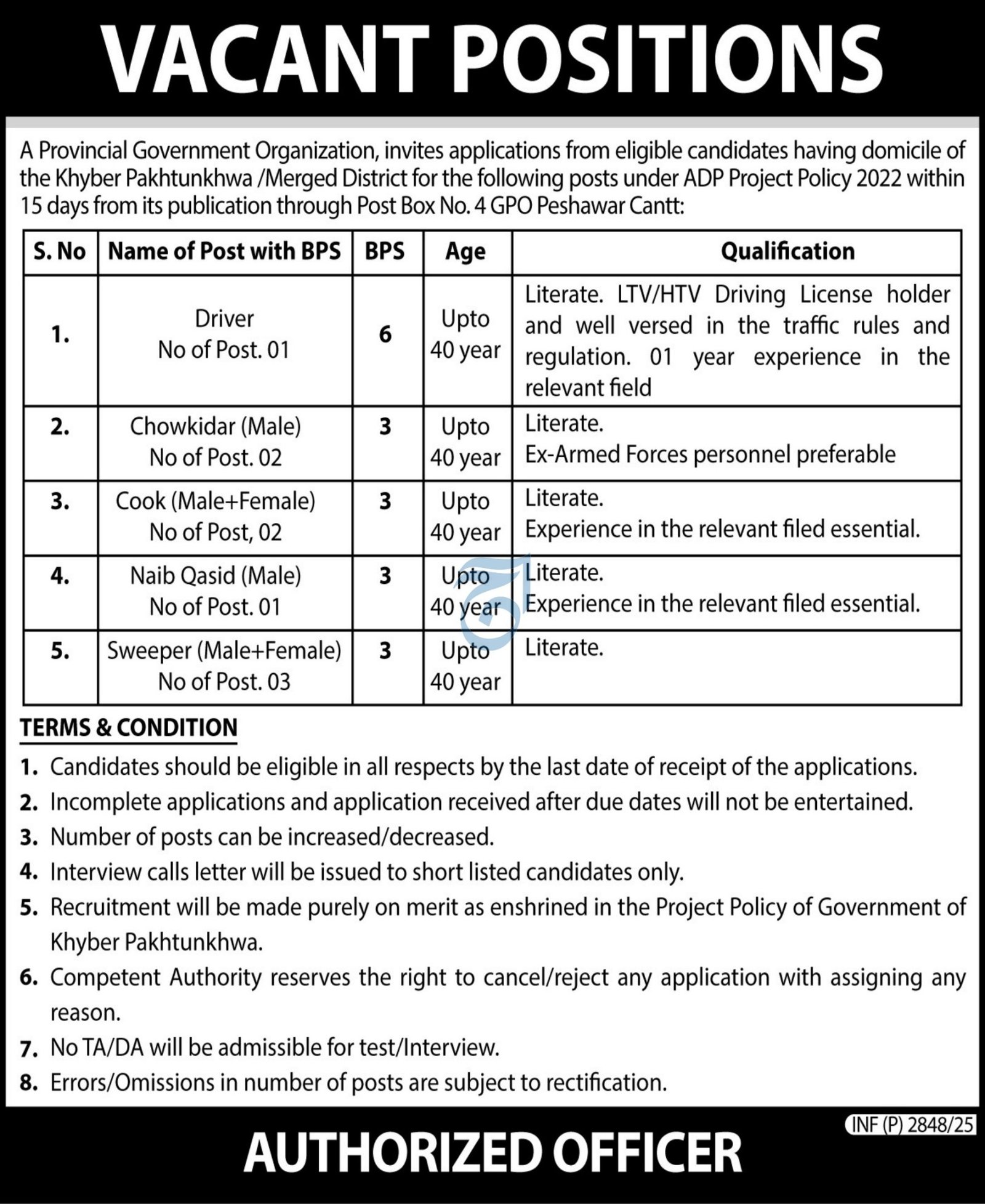 Provincial Government Organization Jobs 2025 – Public Sector Organization Jobs 2025 — original advertisement