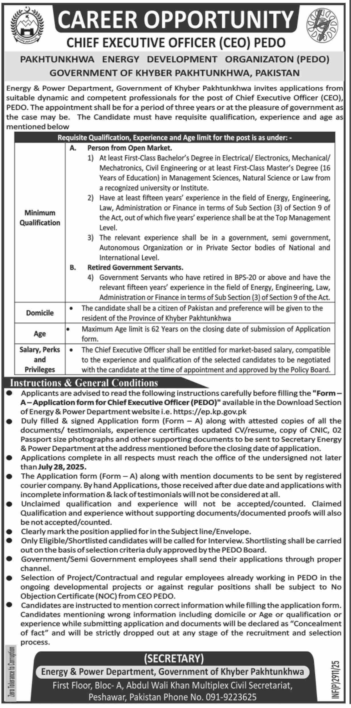 khyber Pakhtunkhwa Energy Development Organization Jobs 2025 Jobs 2025 — original advertisement
