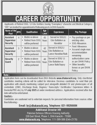 Defence Housing Authority Karachi Jobs 2025 Jobs 2025 — original advertisement