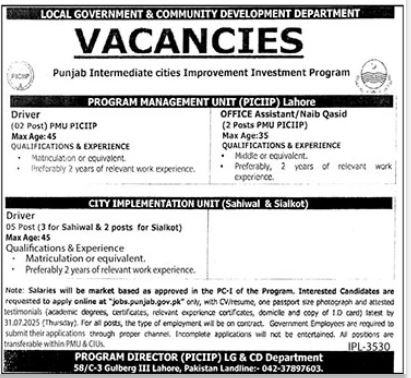 Local Government & Community Development Jobs 2025 – Local Government Department Punjab Jobs 2025 — original advertisement