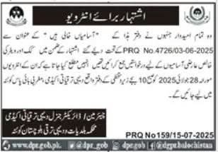 Local Govt Balochistan Quetta Interviews 2025 – Local Government and Rural Development Department Balochistan Jobs 2025 — original advertisement