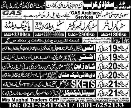 Structural Fitter & Piping Welder Jobs 2025 In Saudi Arabia – Mughal Trade Test & Technical Training Center Jobs 2025 — original advertisement