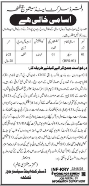 District & Session Judge Thatta Job 2025 Jobs 2025 — original advertisement