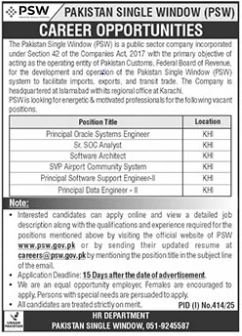 Pakistan Single Window PSW Karachi Jobs 2025 Jobs 2025 — original advertisement