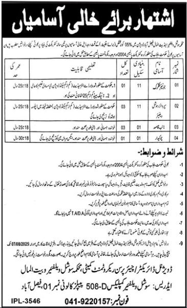 Social Welfare & Bait Ul Maal Faisalabad Jobs 2025 – Social Welfare & Bait-Ul-Maal Department Punjab Jobs 2025 — original advertisement